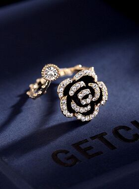 水钻滴油指环戒指复古新款花朵