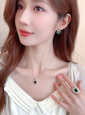跨境六芒星欧美项链套装耳环高级