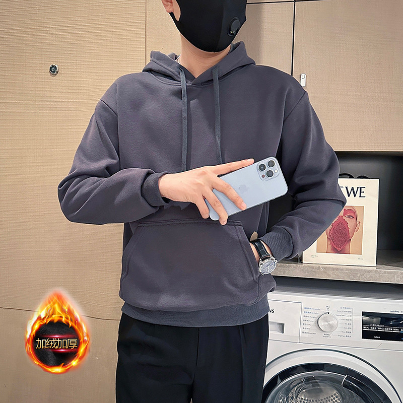 155小码男装冬季加绒加厚连帽卫衣男矮个子纯色套头S号XS修身外套,淘宝优惠券,粉丝福利购,淘宝优惠卷