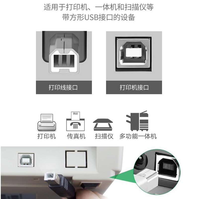 适用于惠普M1136/M126A/M226DW/M177FW/M128打印机数据线M226DN/M725Z电脑USB连接线M521DW加长M775DN - 图0