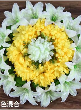 清明花祭奠祭祀扫墓彷真花假花上坟墓碑装饰祭祖用品塑料花圈百合