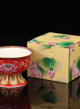 珐瑯陶瓷供碗佛前贡水碗佛具供天供碗斋饭碗寺庙八吉祥杯八宝菜碗