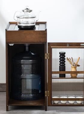 茶柜泡茶台家用客厅边几中式楠竹实木茶边柜烧水壶一体小型茶水柜