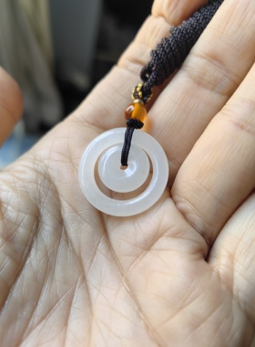 和田玉子母扣平安扣吊坠环环相连毛衣链甜甜圈天然保真玉石