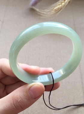 和田玉手镯少女玉镯子白玉款QY50天然青玉正品玉石证书保真疯哥