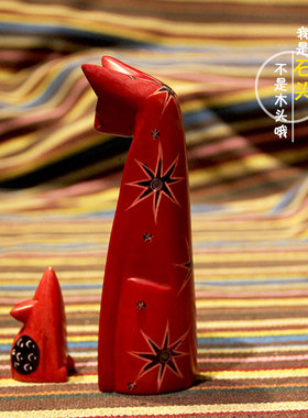 非洲肯尼亚猫老鼠纯手工艺品装饰