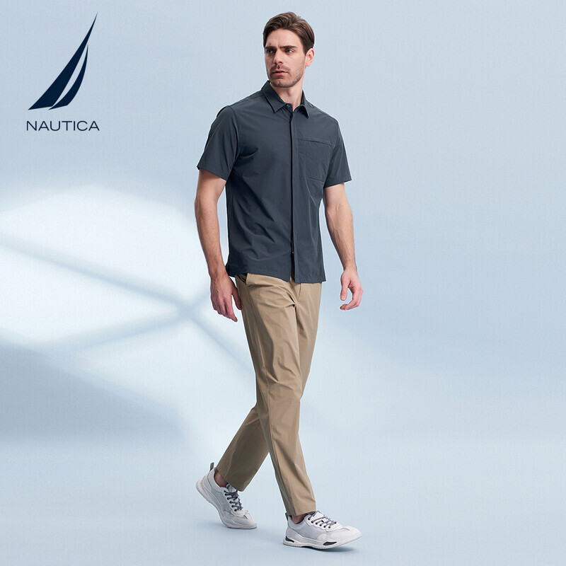 NAUTICA/诺帝卡男装24夏季新品登山呢舒适休闲易搭短袖衬衫WC4218 - 图0