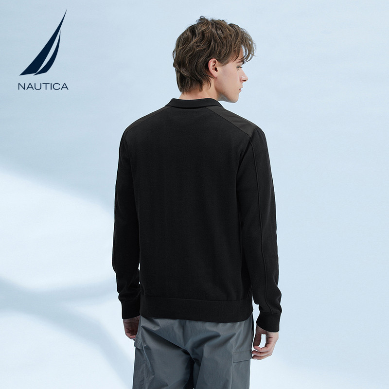 NAUTICA/诺帝卡男装春季干爽透气柔软舒适翻领半开襟毛衣SM2102_虎窝淘