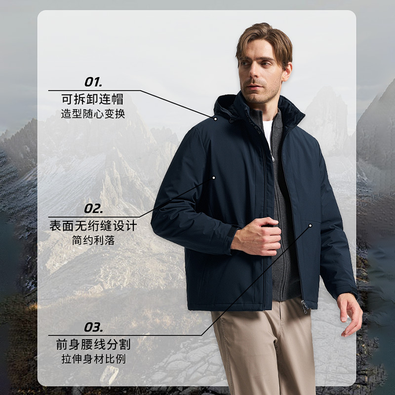 NAUTICA/诺帝卡男装秋冬防轻泼水休闲户外隐藏帽棉服外套JO3324-图2