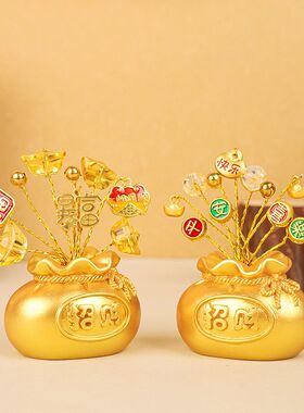 金色召财钱袋创意树脂手工艺品