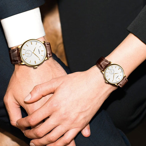 罗宾尼情侣手表一对新款情侣表休闲简约防水石英男女对表名牌超薄 - 图0