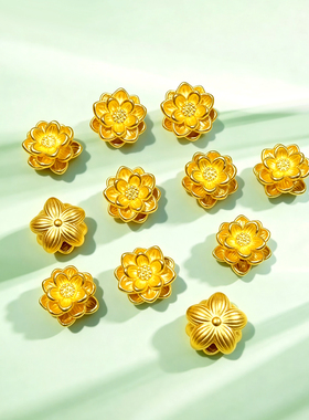 千年珠宝黄金莲花转运珠3D硬金金珠足金999好事莲莲手串新款正品