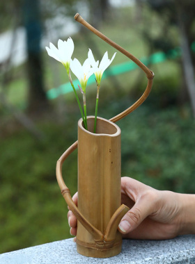 干花插花器居家花器竹一哥竹禅意