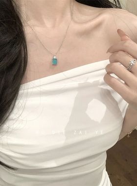 如蝶在野 那片海~帕拉伊巴清冷感项链高级感清透轻奢锁骨链