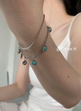 如蝶在野 绿色圆球手链复古个性日常高保色韩国ins风手环手饰