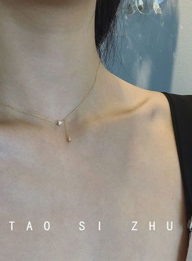 【起泡香槟】折扣中!超精致迷你珍珠百搭925镀银项链女锁骨链