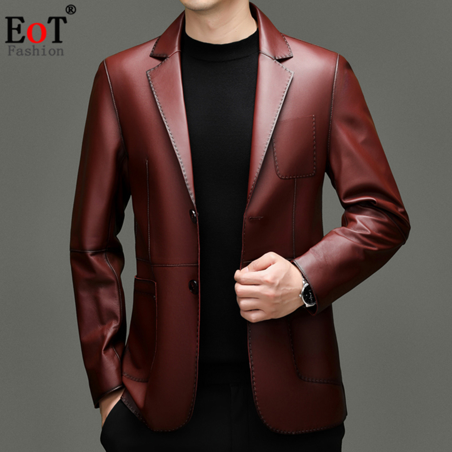 秋冬新款高档真皮小西服男潮头层绵羊皮皮西装男皮衣外套皮夹克潮,淘宝优惠券,粉丝福利购,淘宝优惠卷