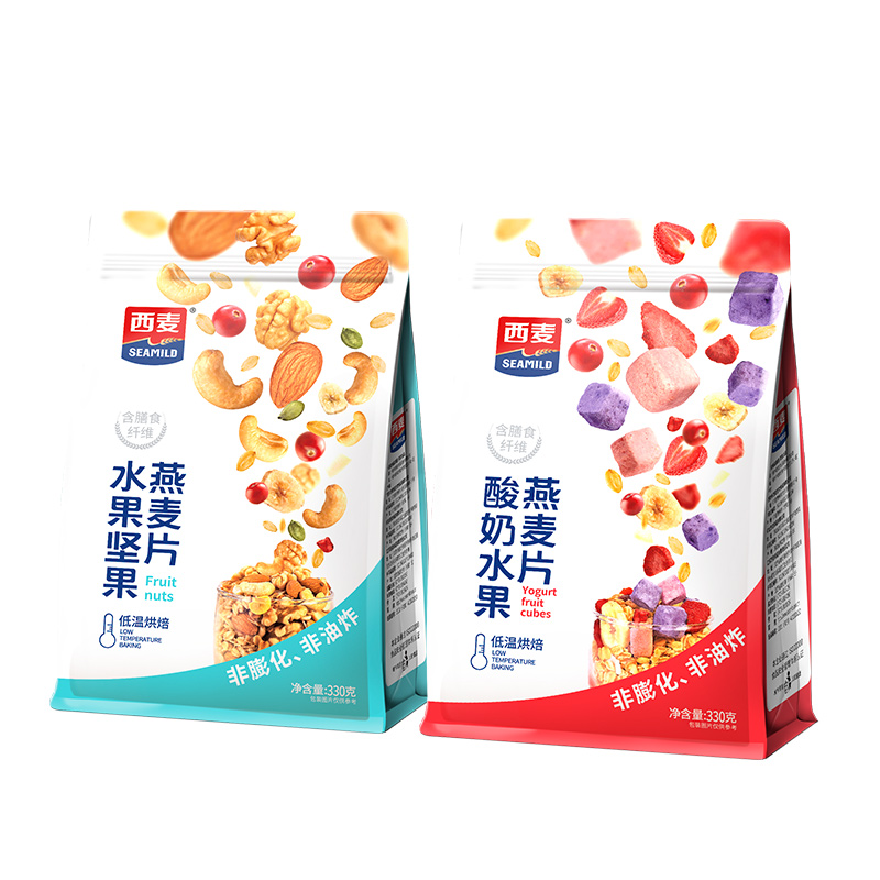西麥西澳陽光麥片水果堅果酸奶燕麥片330g袋裝零食營養即食早餐_seamild西麥旗艦店_咖啡_麥片_沖飲