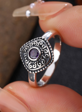 TOOK Otnament新款S925紫钻纹理戒指女小众设计时尚经典高级感ins