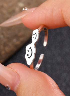 TOOK Otnament新款S925大小笑脸戒指女小众时尚简约高级感指环ins