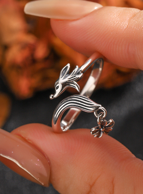 TOOK Otnament新款S925纯银动物花朵戒指女 法式时尚节日经典指环