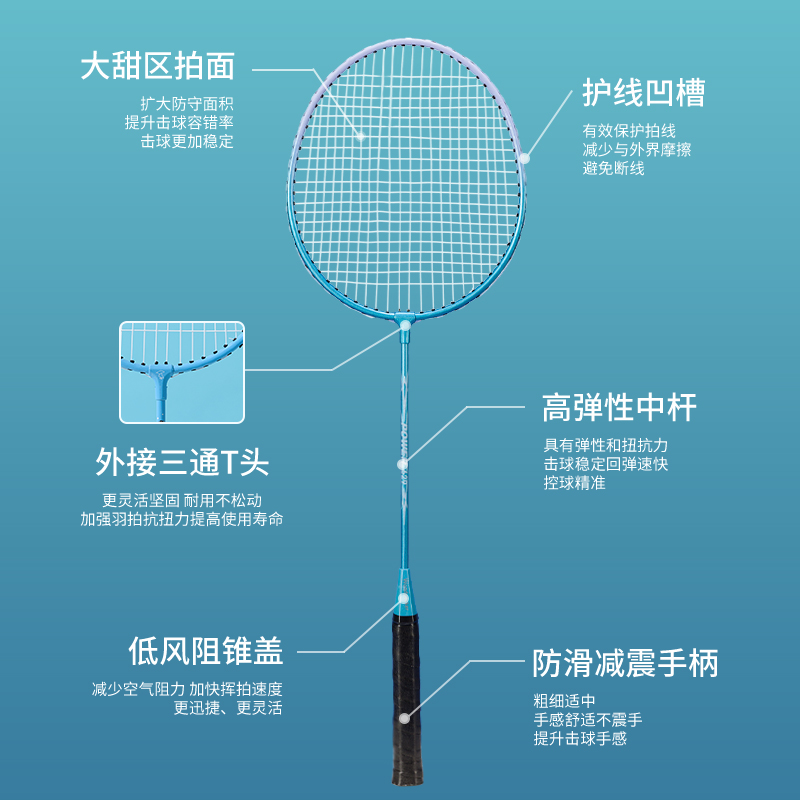 【送3球+拍包】啄木鸟羽毛球拍超轻双拍