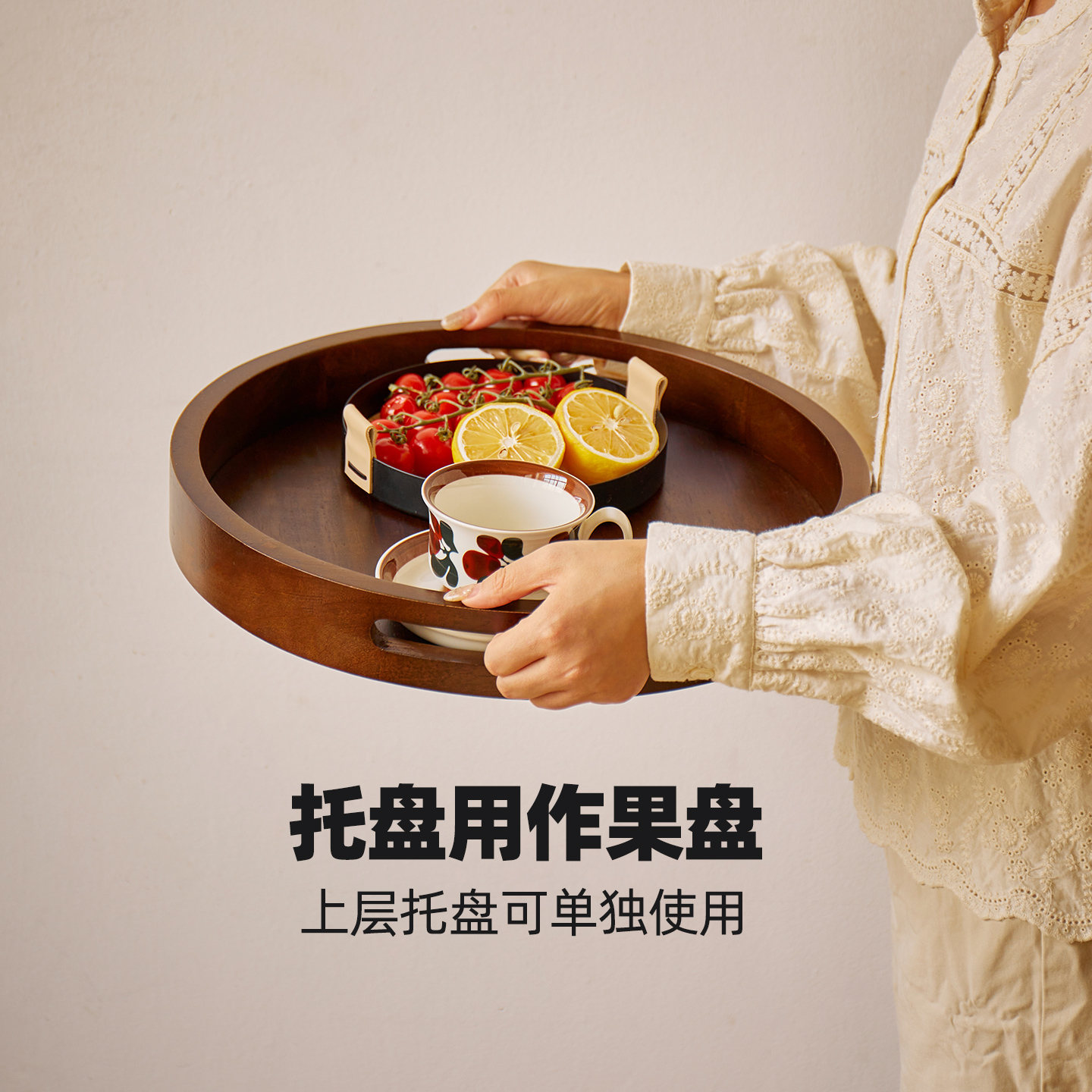 实木边几双层圆桌置物架可移动茶几小推车酒水茶桌沙发边桌侧边柜 - 图3