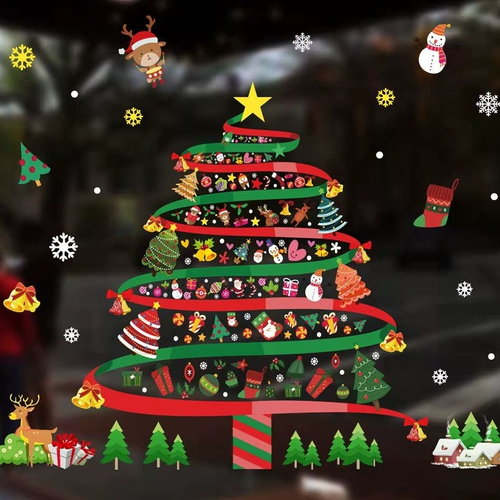 Рождественский декор, стеклянная оконная наклейка, подвеска для пожилых людей, со снежинками