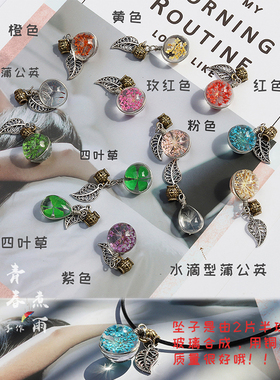 蒲公英植物标本手绳环幸运四叶草