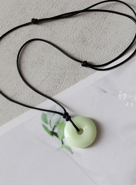 夜光平安扣项链发光石百搭潮男女