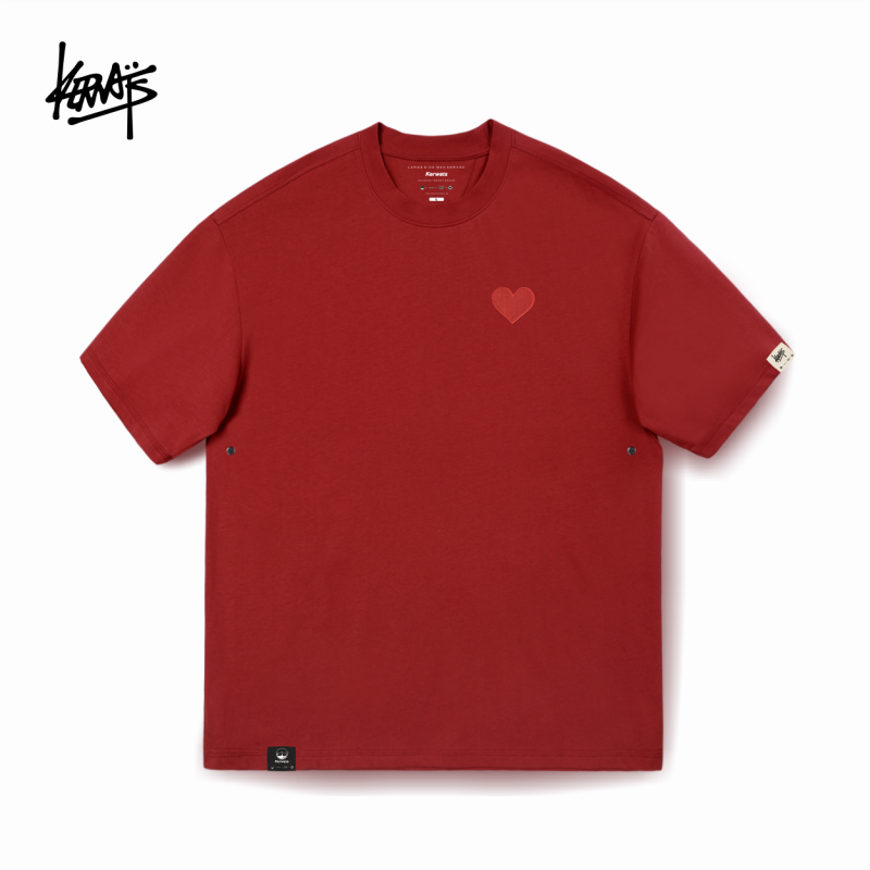 KERWATS品牌大码男装爱心胸花刺绣潮胖子加肥加大基础落肩短袖t恤,淘宝优惠券,粉丝福利购,淘宝优惠卷
