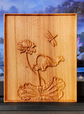 宣城新中式浮雕榆木莲花荷花