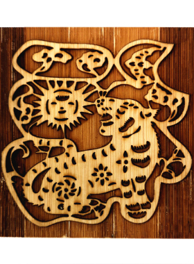 虎年剪纸年画拓印板木雕版画活字