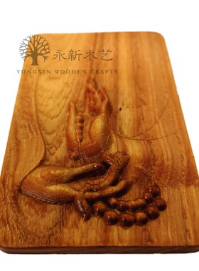 禅意茶室木雕佛手浮雕版画定制