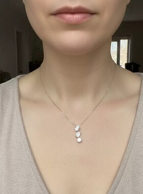 法式轻奢不规则闪钻三生石吊坠