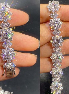 超闪梅花手链莫桑钻石白金大促