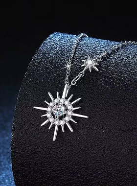 18K白金莫桑石钻项链女