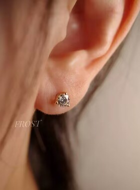 圆形圆钻耳钉三爪圆爪莫桑钻石1克拉耳钉耳饰时尚百搭30分
