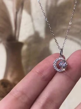 项链月牙吊坠锁骨链莫桑钻石