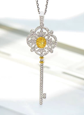 超闪阿斯切黄钻钥匙吊坠ins欧美