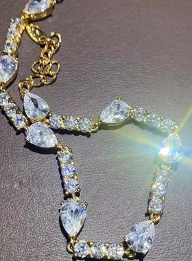 正品莫桑钻石水滴拼接18k玫瑰金