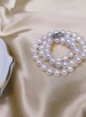 天然白珍珠项链正圆淡水无核