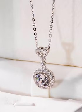 圆形项链女时尚鸽子蛋单钻锁骨链