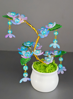 海棠花手工盆栽摆件礼物成品