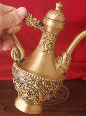 龙凤吉祥茶壶黄铜日常送礼