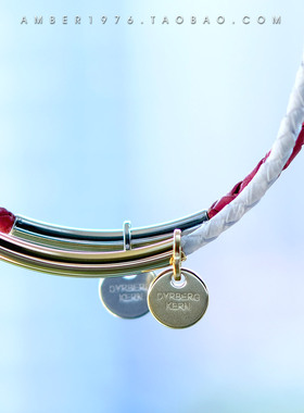 No.188 DYRBERG/KERN 合金镀金字母logo羊皮编织经典手镯 2色