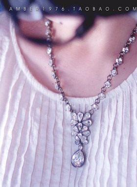 钨金水晶宝石镶嵌复古项链