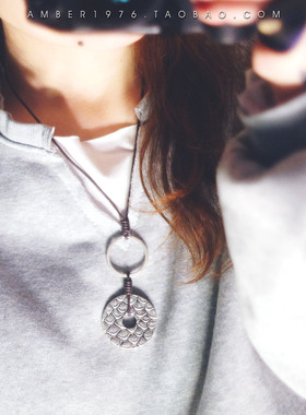 No.273 pilgrim LONG系⒊ 北欧图腾气质合金镀银龙鳞纹中性风项链