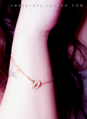 童话水晶钻镀金钥匙手链