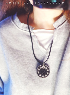 No.283 pilgrim 幸运点⒉ 合金镀银皮革铆钉设计风皮绳项链